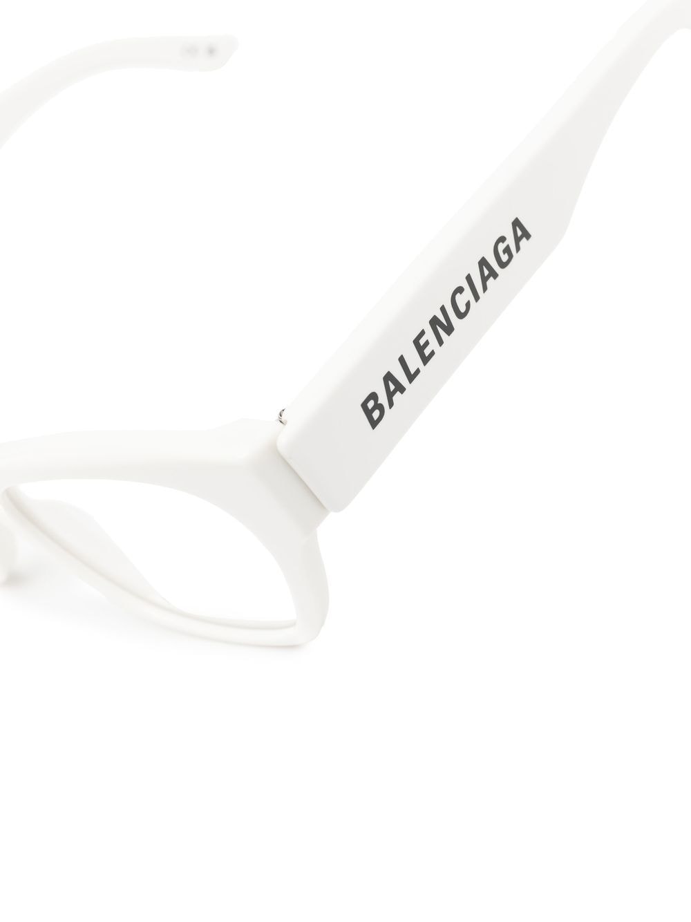 Shop Balenciaga Logo-engraved Cat-eye Glasses In White