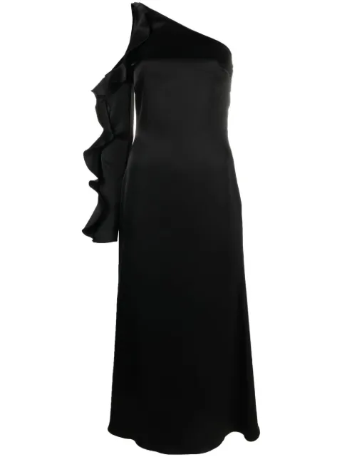 David Koma asymmetric ruffle-trim satin dress