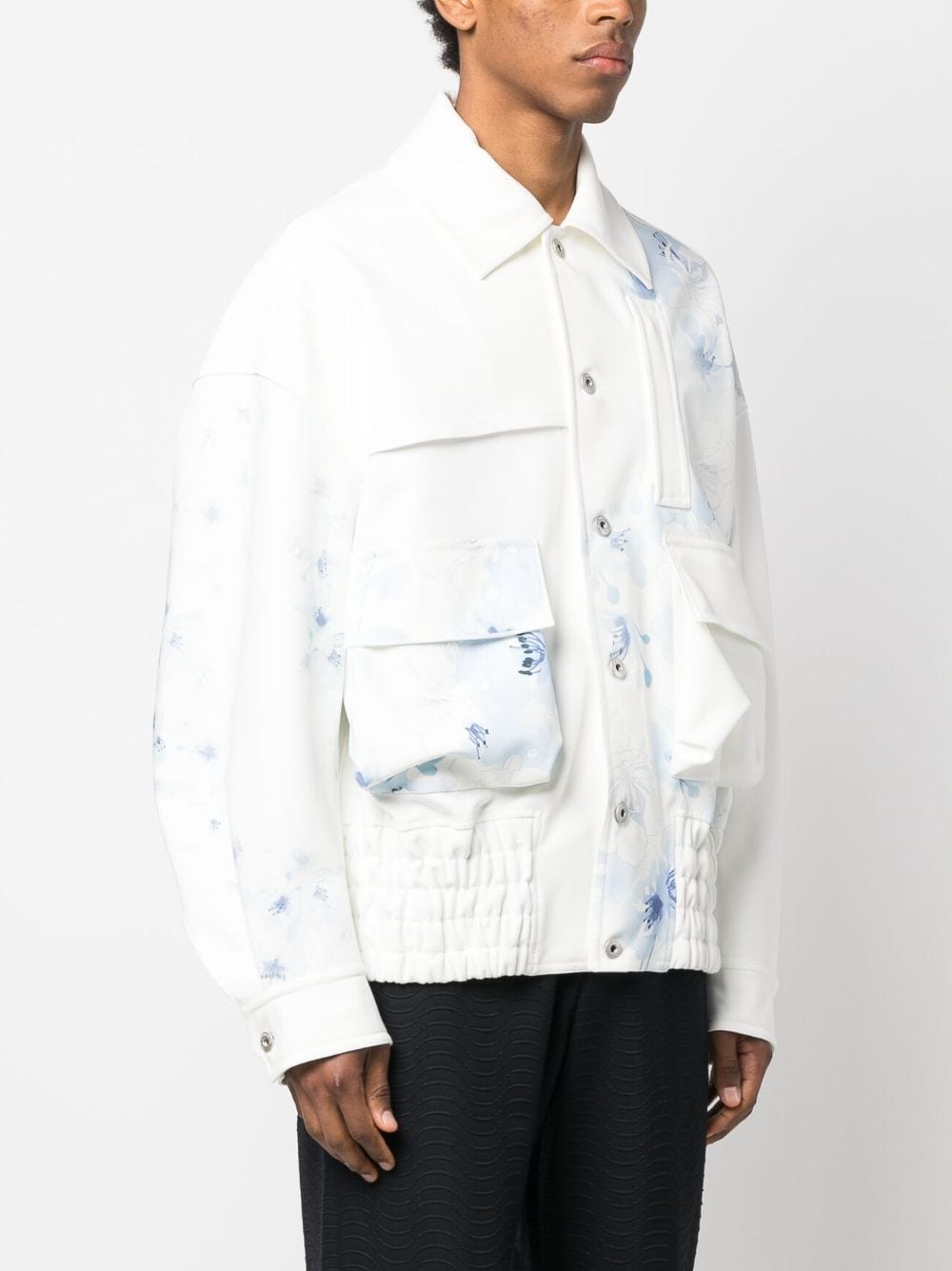 Shop Feng Chen Wang Faded Watercolour-print Jacket In White