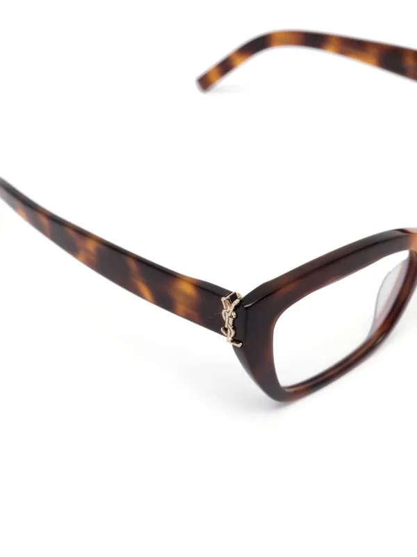 Saint Laurent Eyewear logo-engraved Tortoise cat-eye Glasses  display picture 2