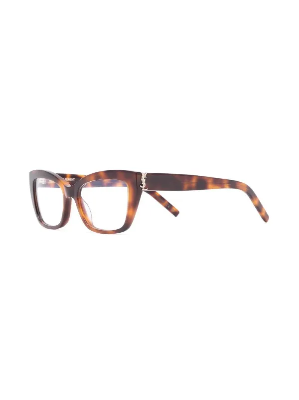 Saint Laurent Eyewear logo-engraved Tortoise cat-eye Glasses  display picture 3