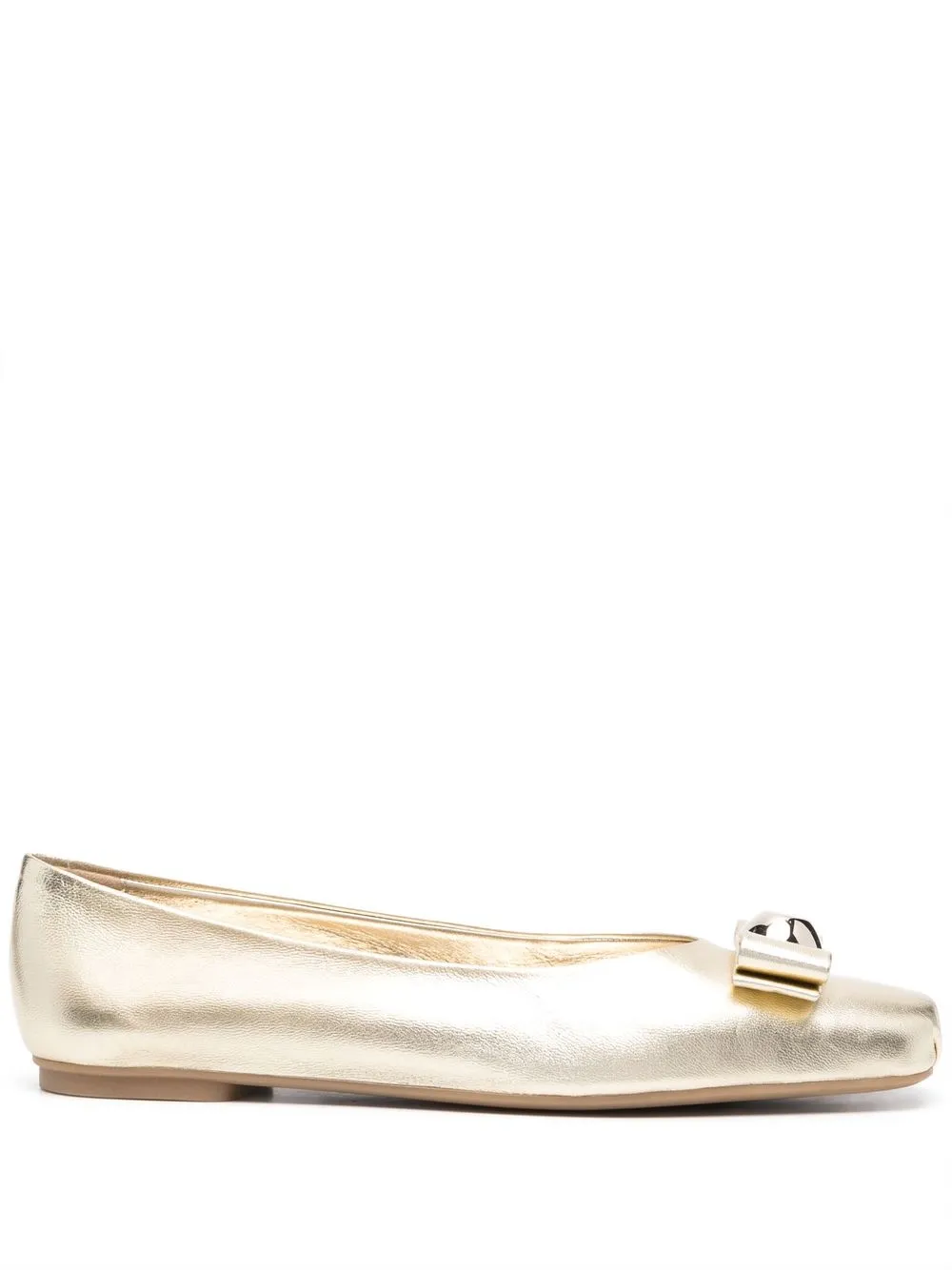 

Ferragamo Vara Bowl leather ballet pumps - Gold