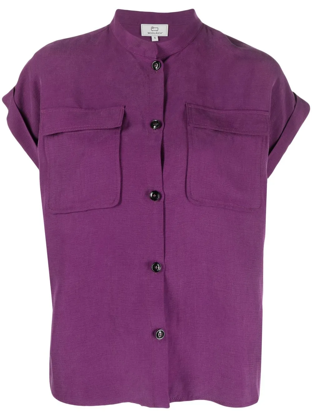 Woolrich Cap Sleeve Button-up Shirt In Violett