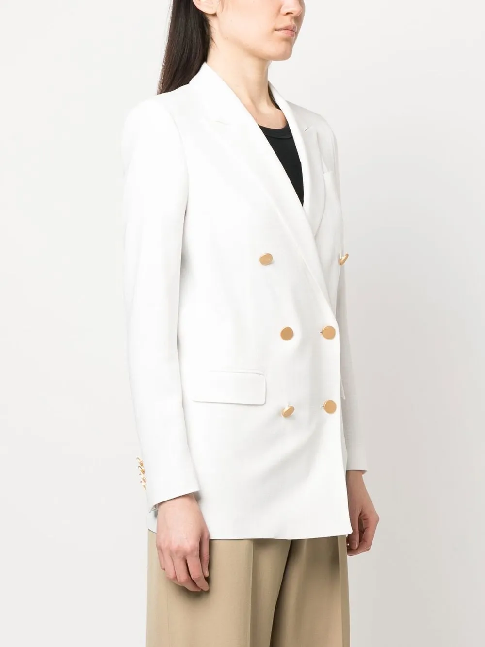 Tagliatore Grey M\u00e9lange Double-breasted Jacket In Wool In White