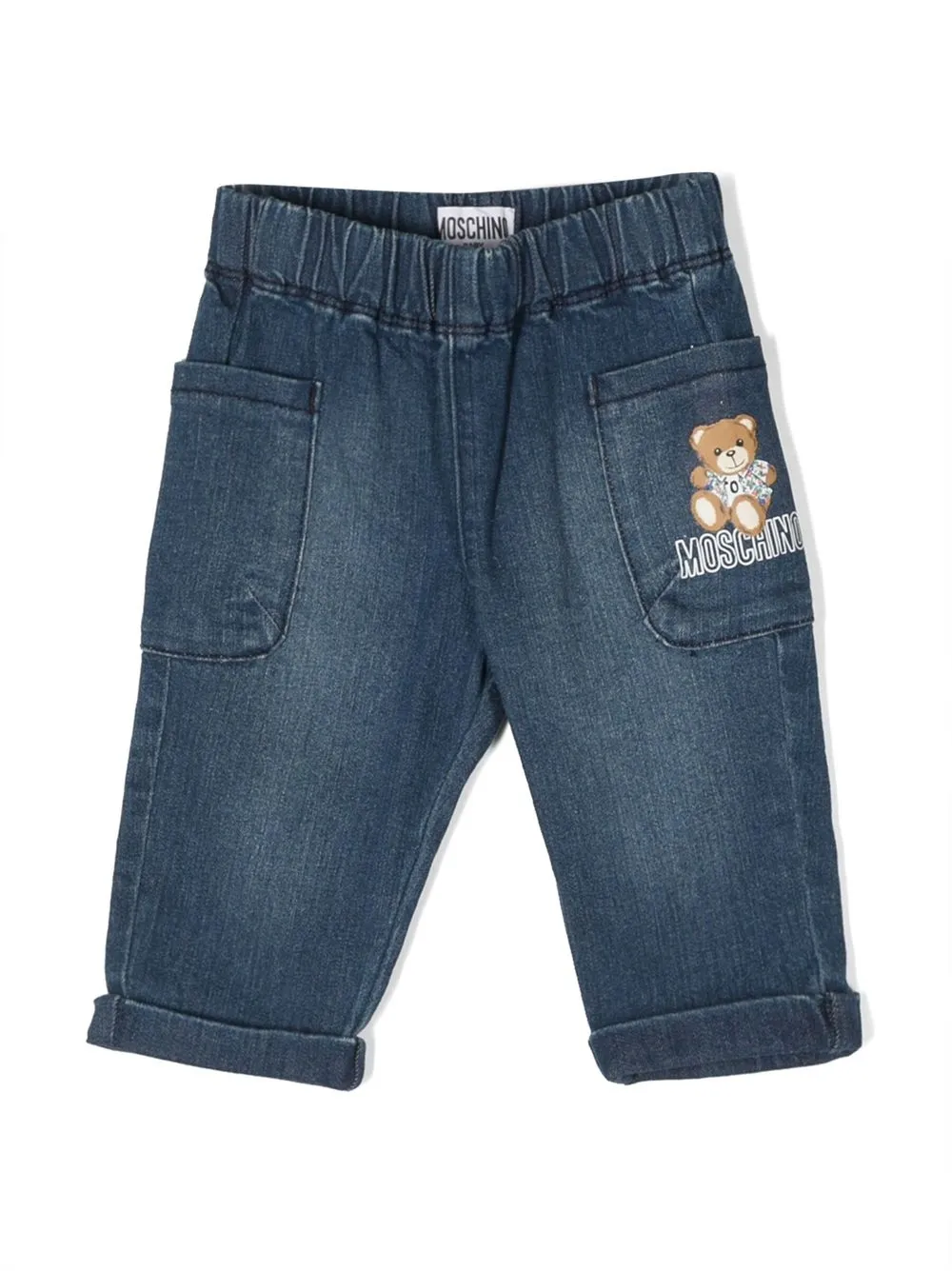 

Moschino Kids bear-motif denim trousers - Blue