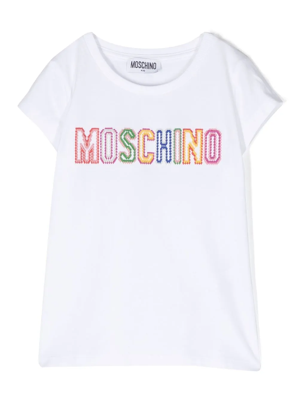 

Moschino Kids playera con logo bordado - Blanco