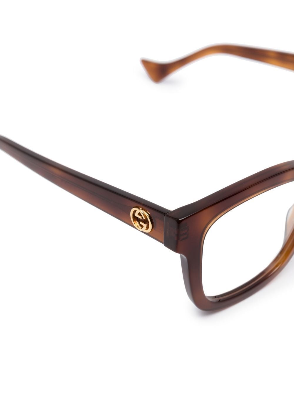 Shop Gucci Tortoiseshell-effect Logo Glasses In Brown