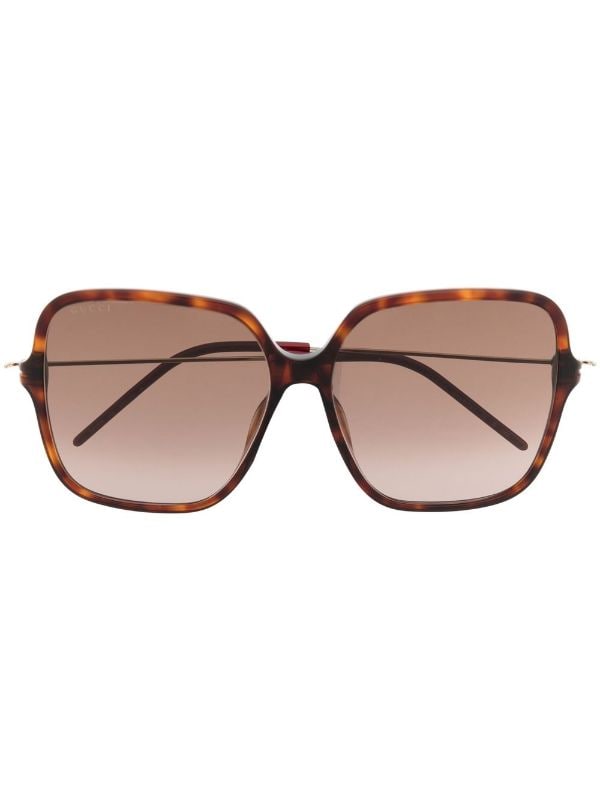 Gucci square-frame Sunglasses, Brown