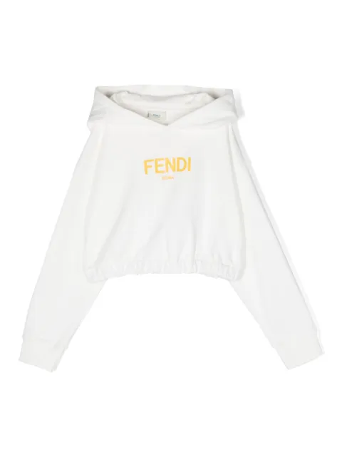Fendi Kids logo-print cotton cropped hoodie
