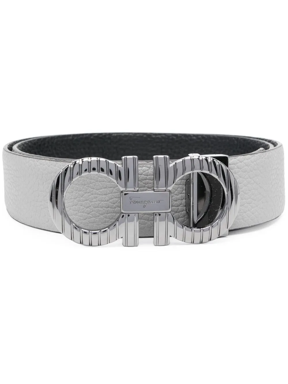 

Ferragamo silver-hardware leather belt - Grey