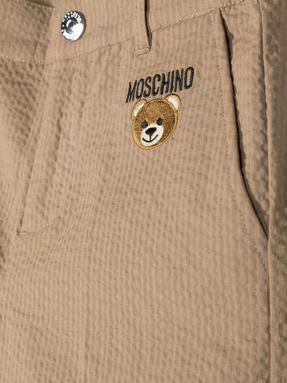 Shop Moschino Embroidered-logo Casual Shorts In Neutrals