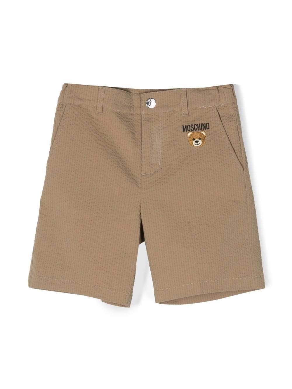 Moschino Kids' Embroidered-logo Casual Shorts In Neutrals