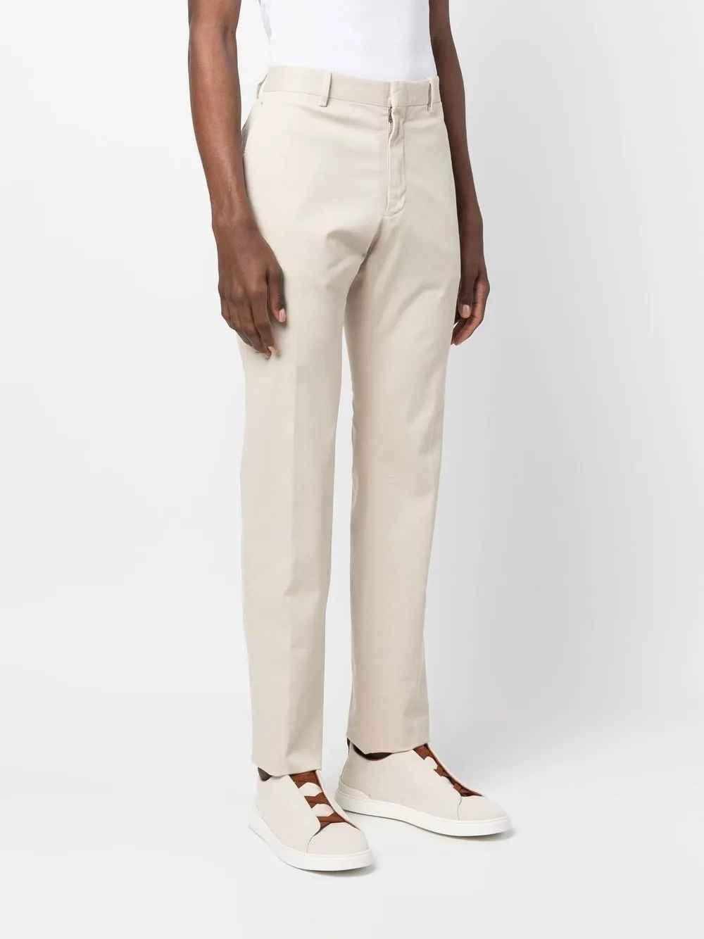 Shop Zegna Mid-rise Tailored Trousers In Neutrals