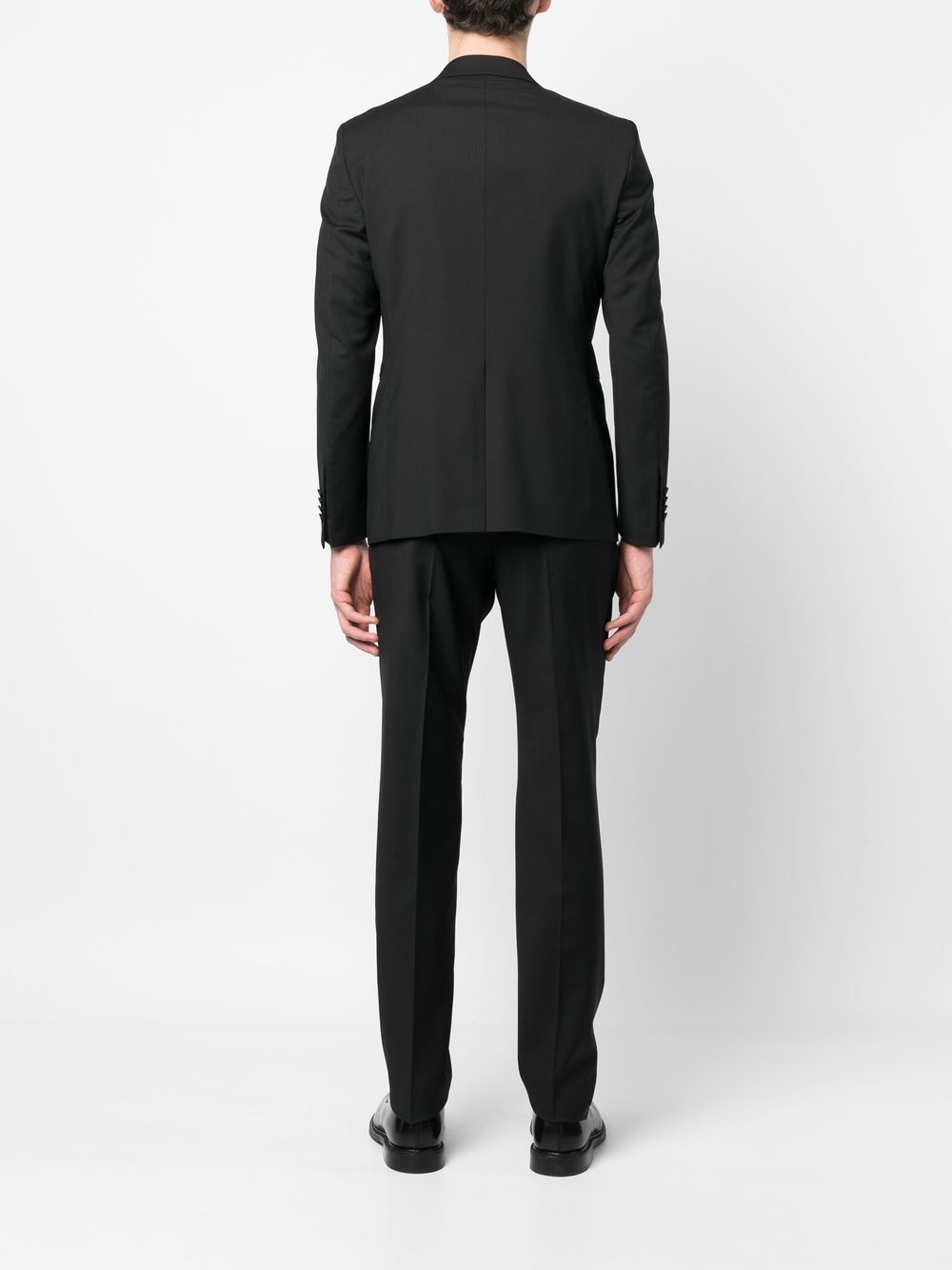 Shop Tagliatore Peak Lapels Wool Suit In Black