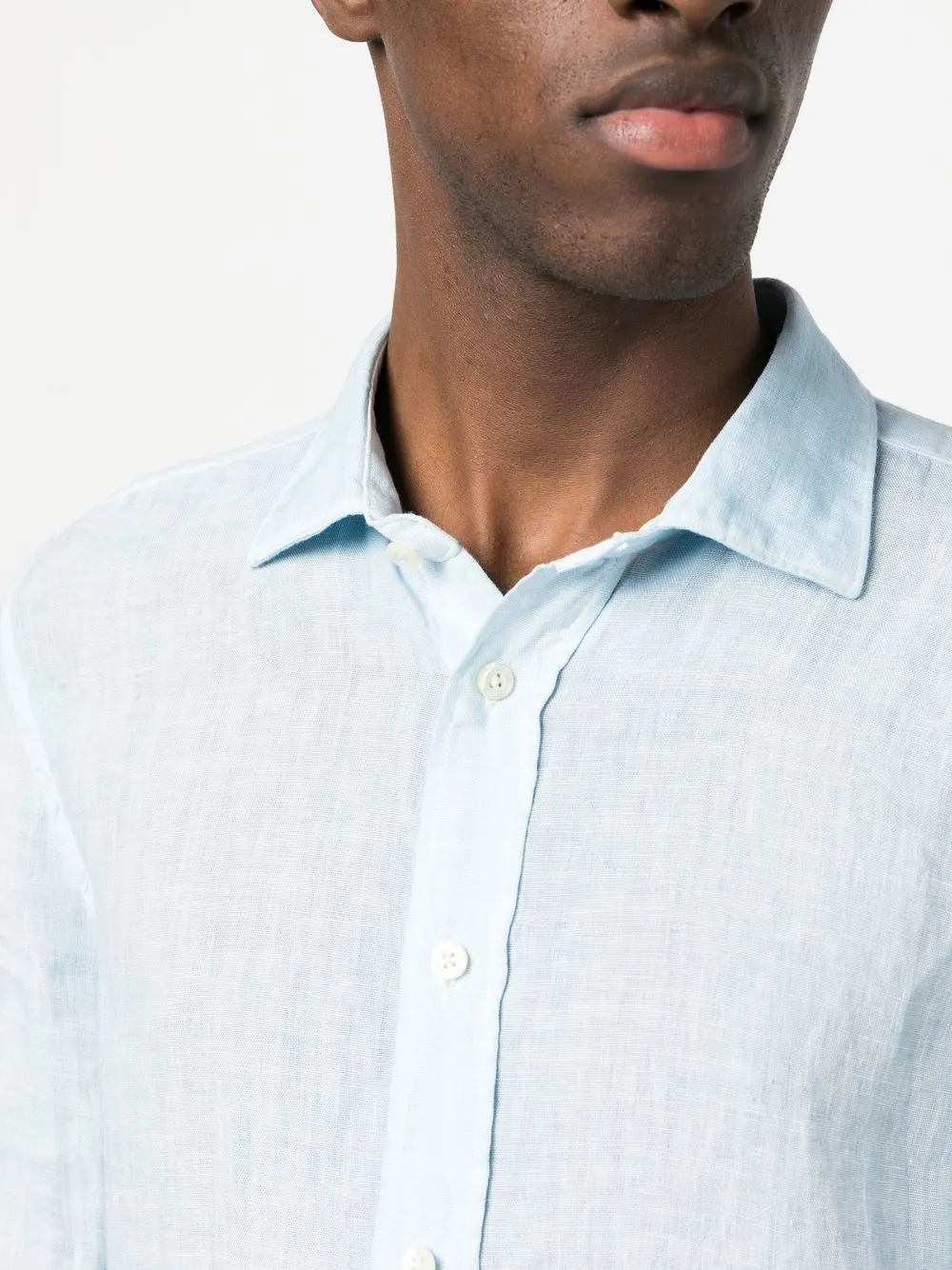 120% Lino Button-down Fastening Shirt In Blau