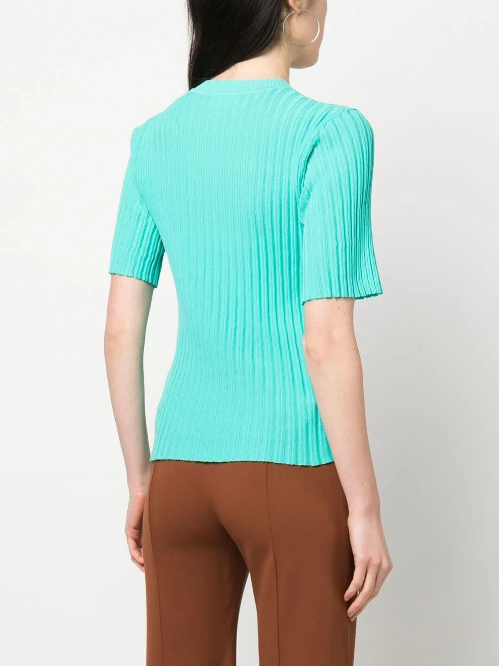 P A R O S H Ribbed Knit Short Sleeve Top Farfetch