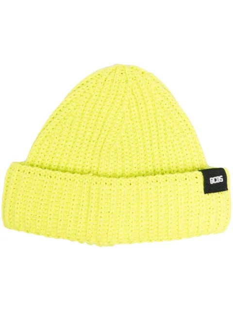GCDS logo-patch ribbed knit beanie