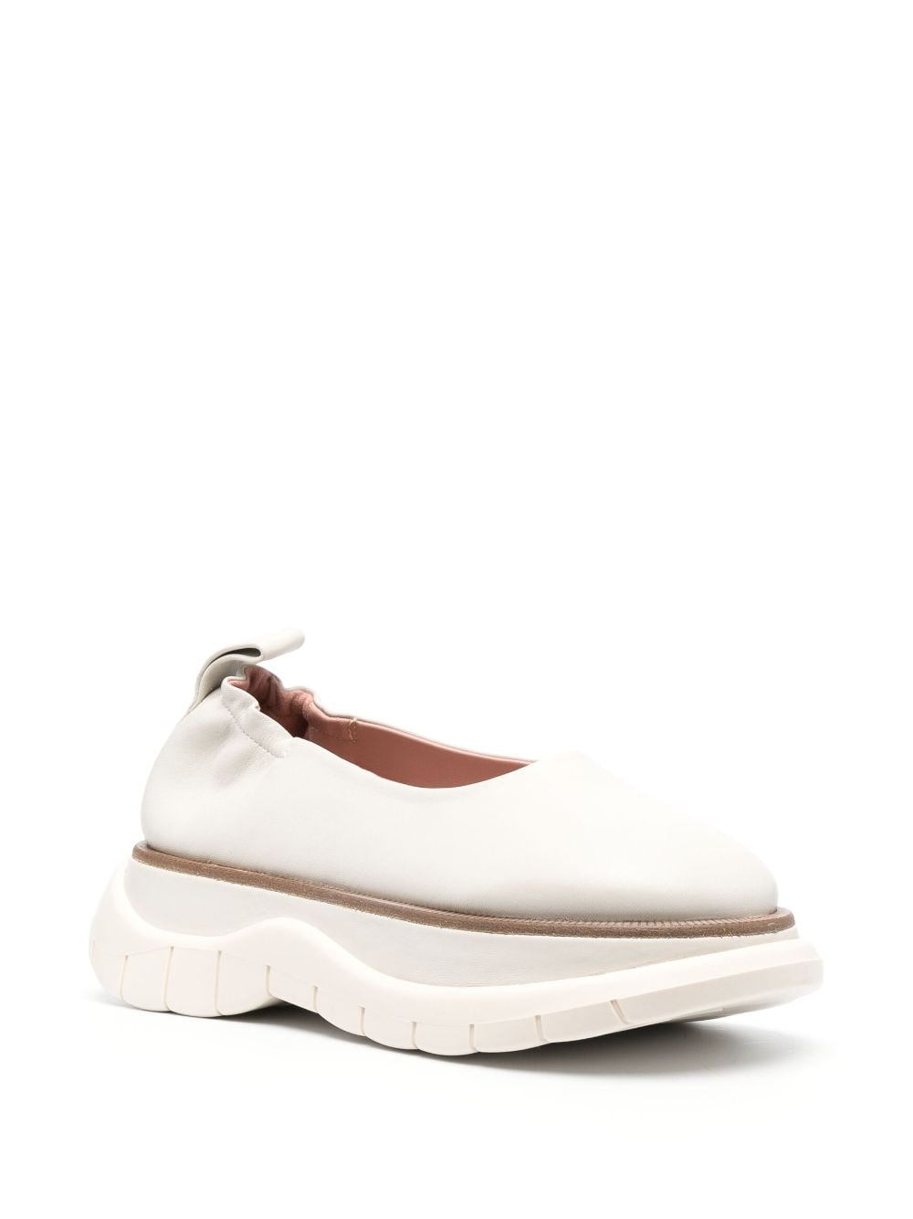 Shop Sunnei Round-toe Leather Ballerina Shoes In White