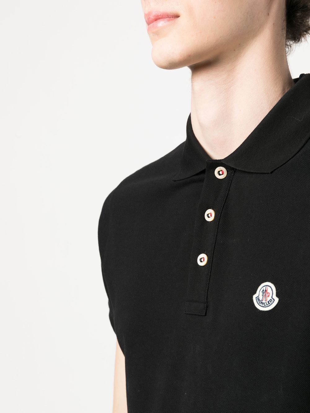 Shop Moncler Logo-patch Short-sleeve Polo Shirt In Black