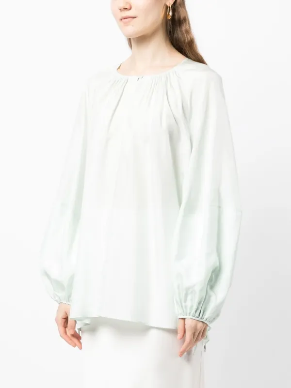 JOSEPH ギャザーネック シルクブラウス | グリーン | FARFETCH JP