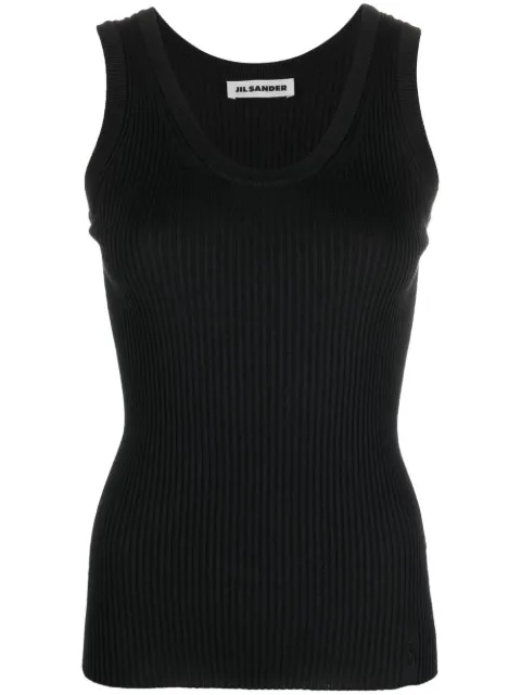 Jil Sander logo-embroidered ribbed top