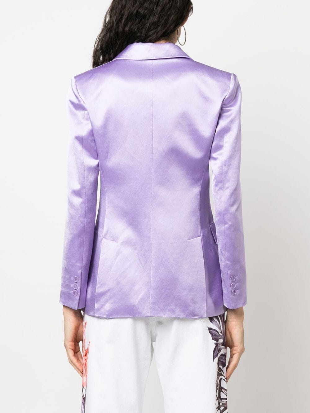 Shop P.a.r.o.s.h Satin-finish Single-breasted Blazer In Purple