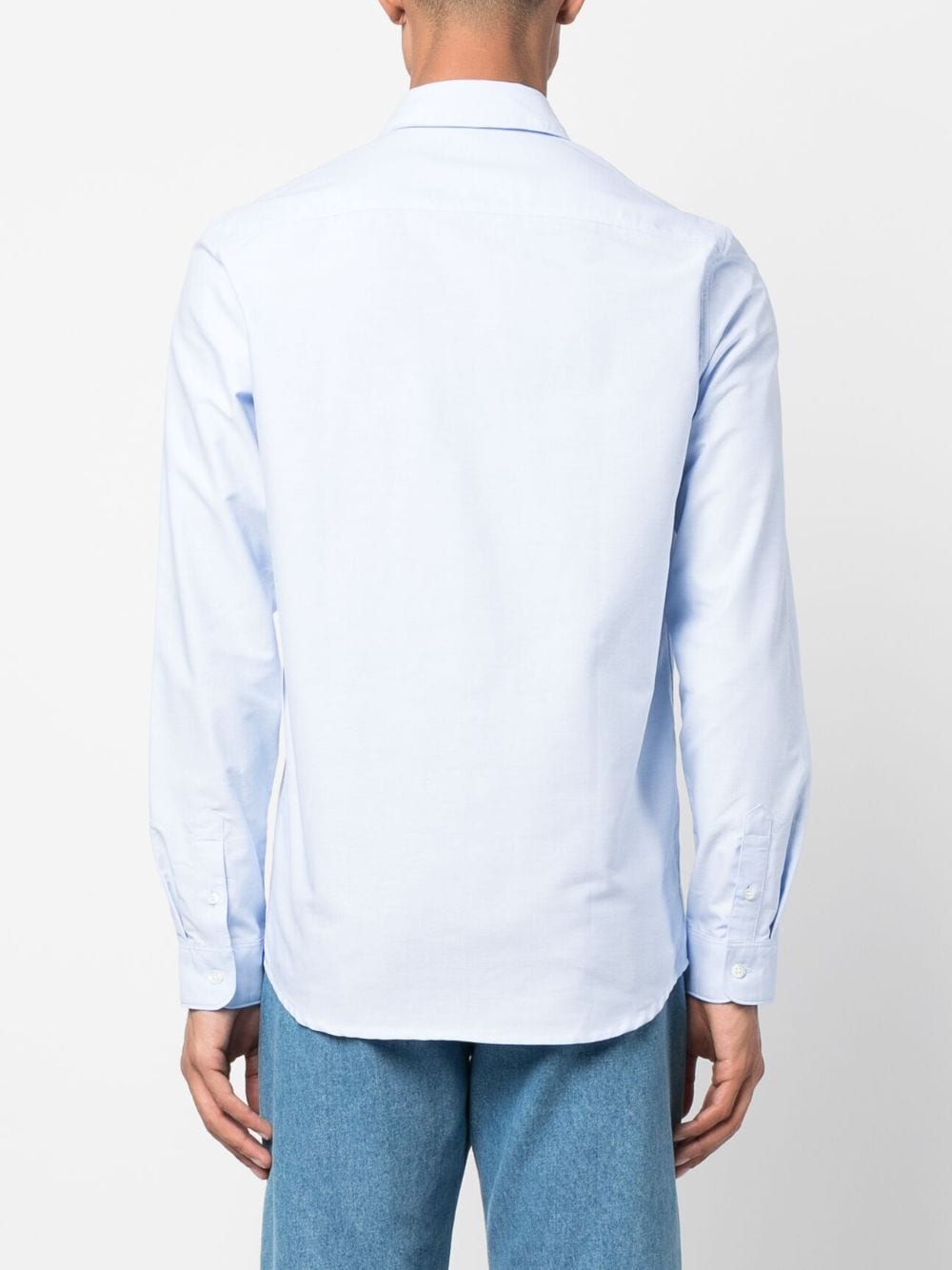 Shop Apc Logo-embroidered Button-down Shirt In Blue