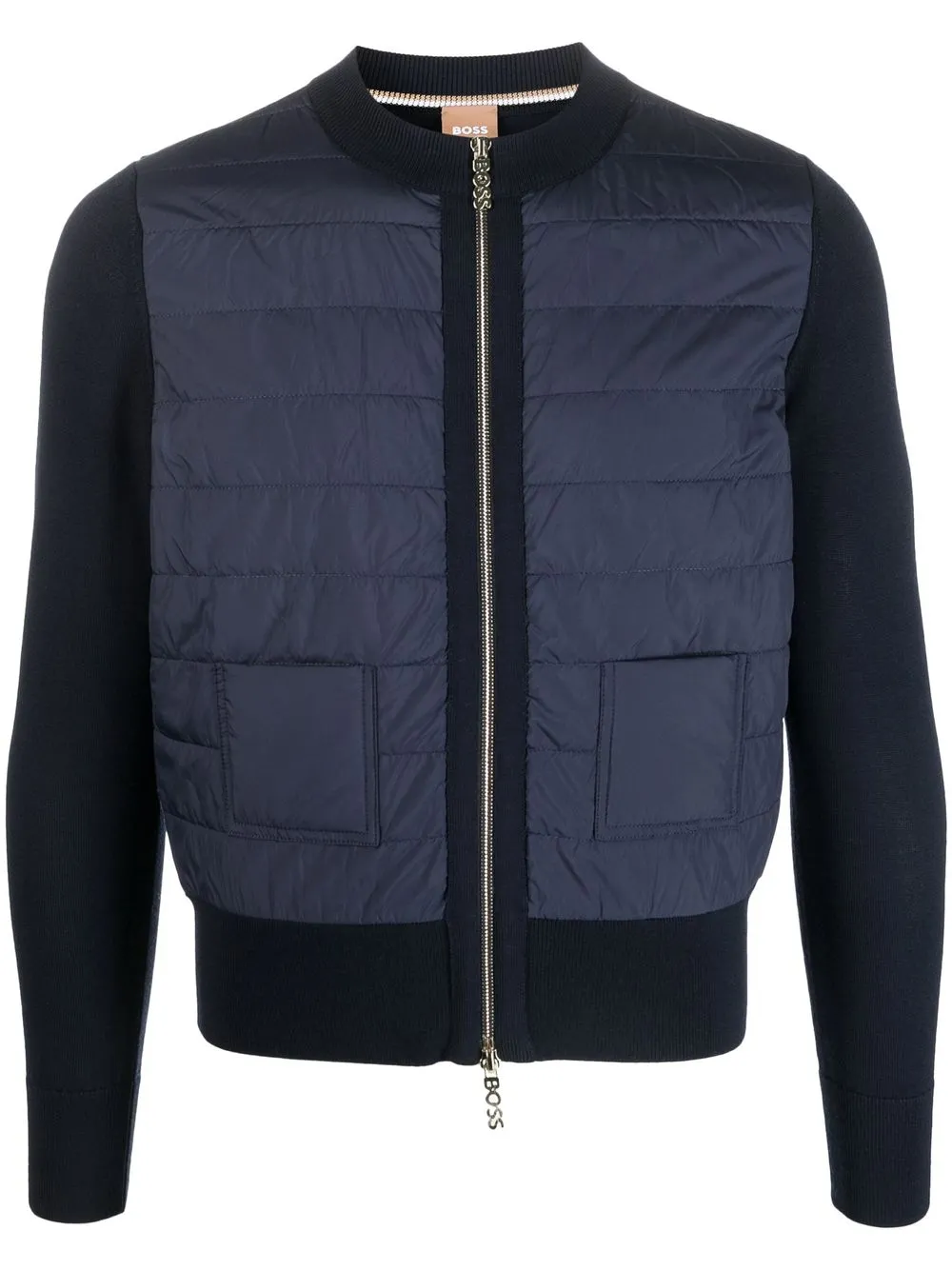BOSS logo-lettering padded jacket - Blue