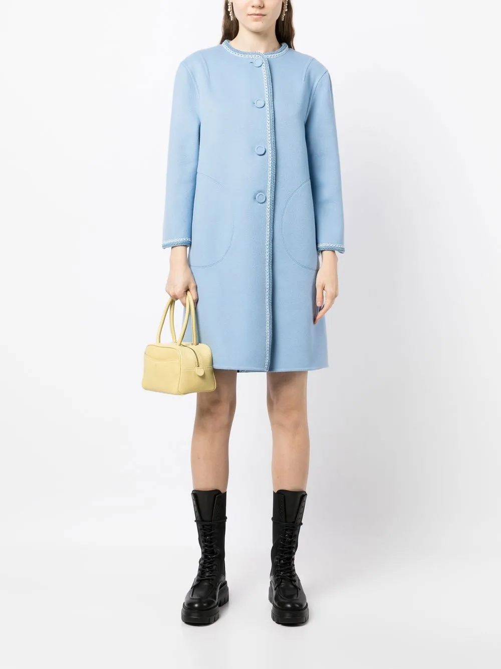 Ermanno Scervino Mantel met enkele rij knopen - Blauw