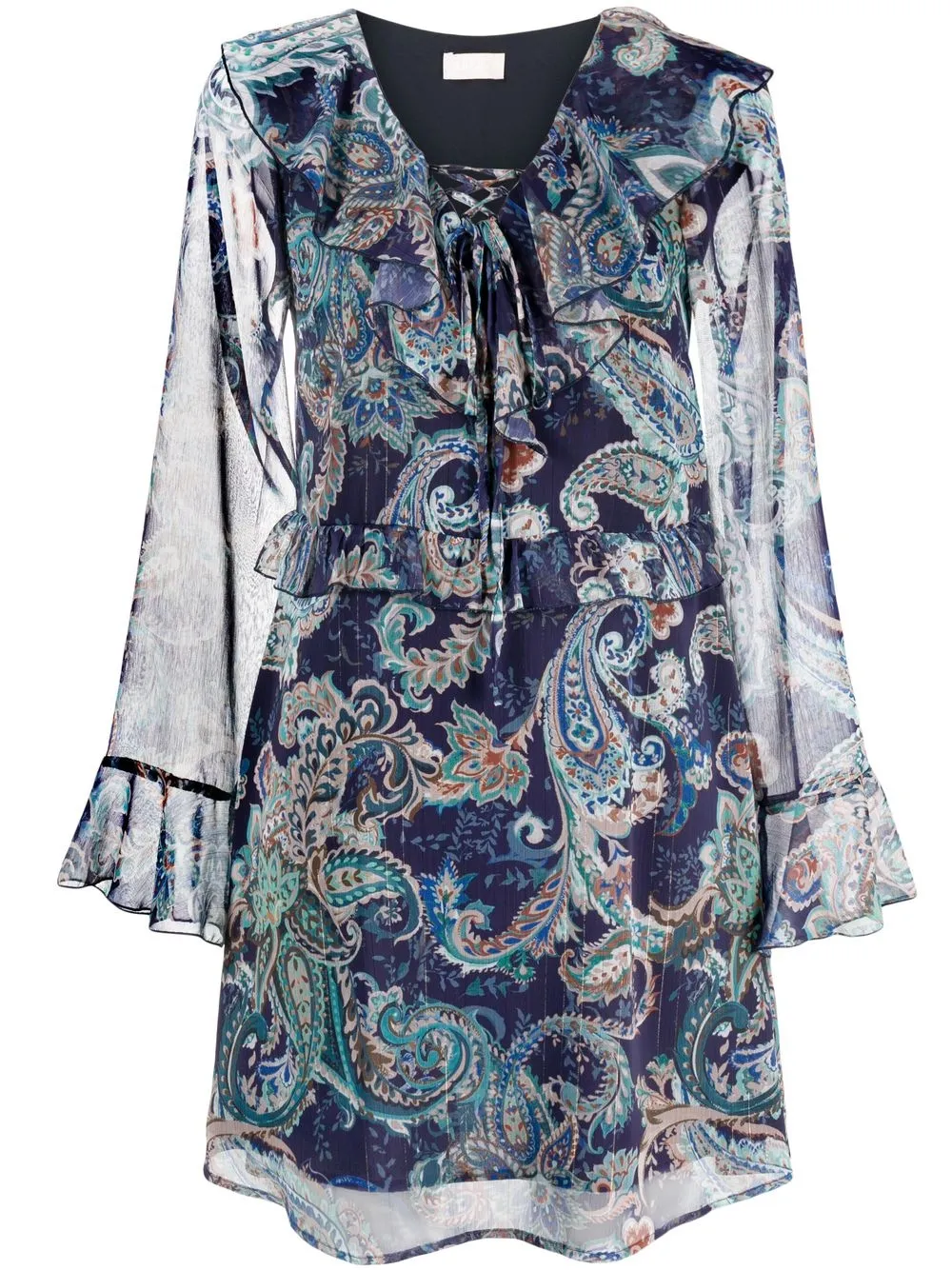 

LIU JO vestido corto manga larga con estampado de cachemira - Azul