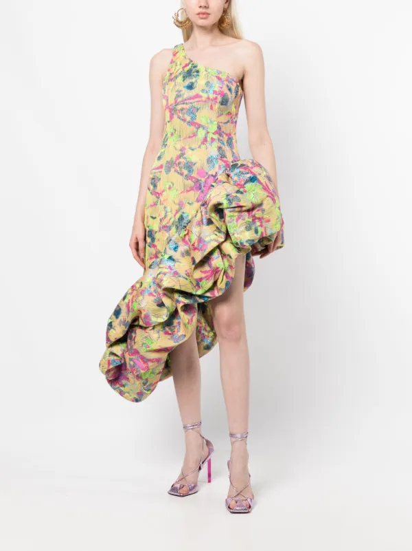 ruffle detail asymmetric dress Cult Gaia Helena ruffle-detail Asymmetric Dress | Yellow