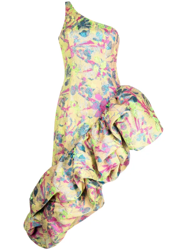 ruffle detail asymmetric dress Cult Gaia Helena ruffle-detail Asymmetric Dress | Yellow