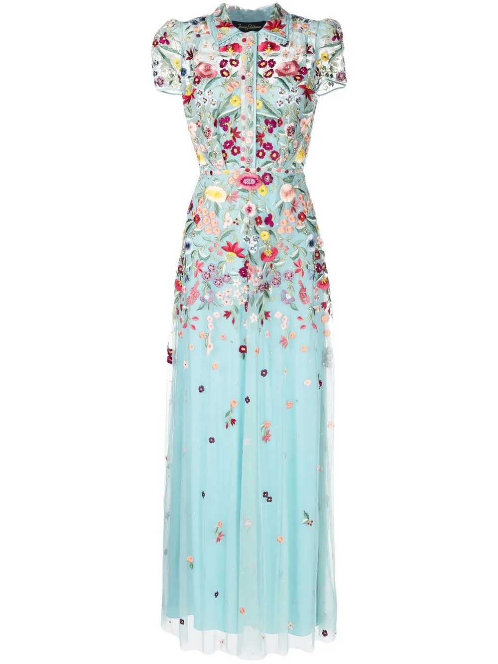 Jenny Packham floral embroidered Tulle Dress Farfetch