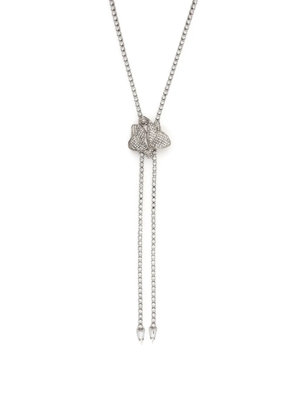 

Alessandra Rich Rose crystal-embellished bolo tie necklace - Silver