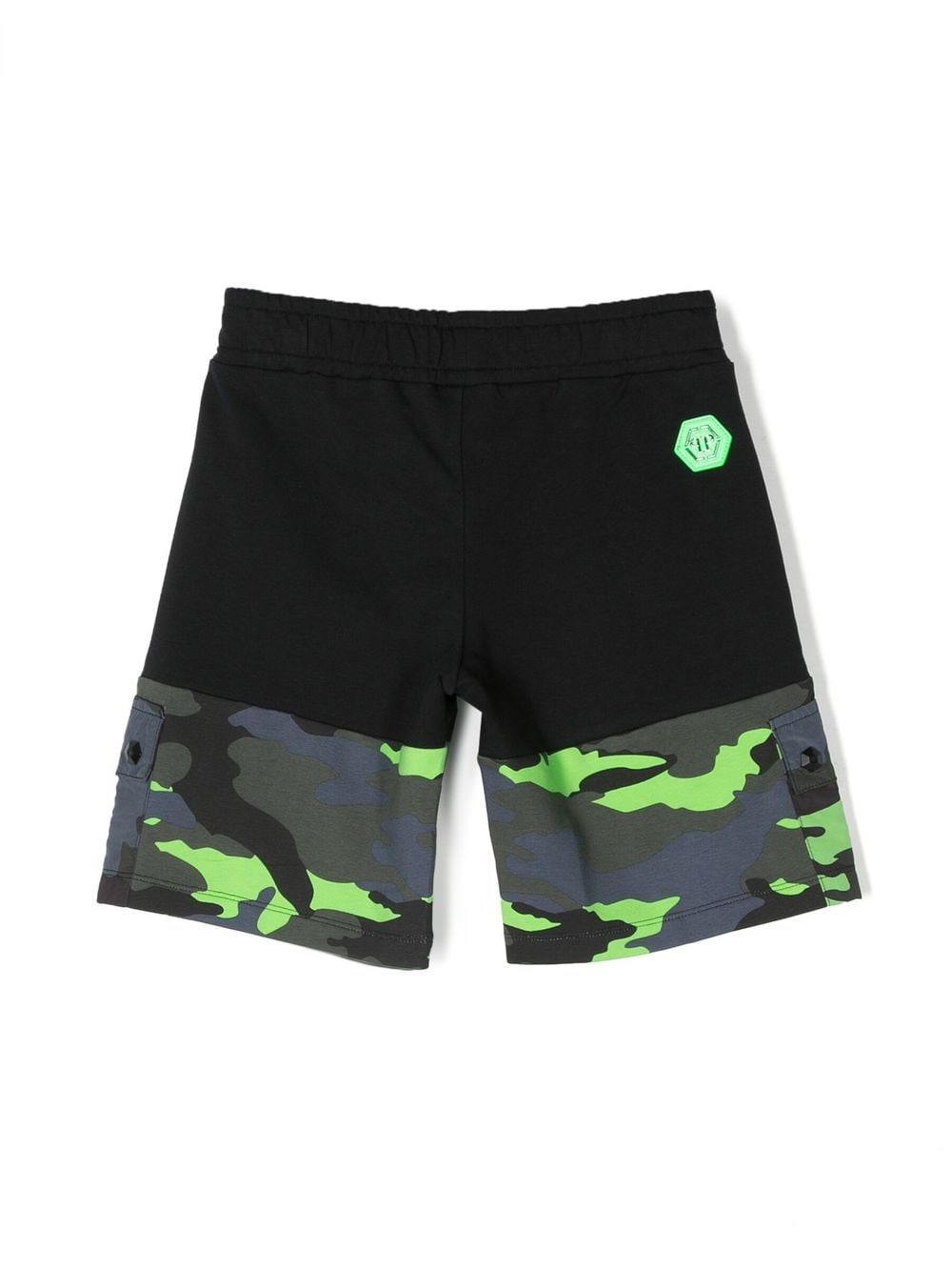 Shop Philipp Plein Junior Plein Camouflage-print Shorts In Black