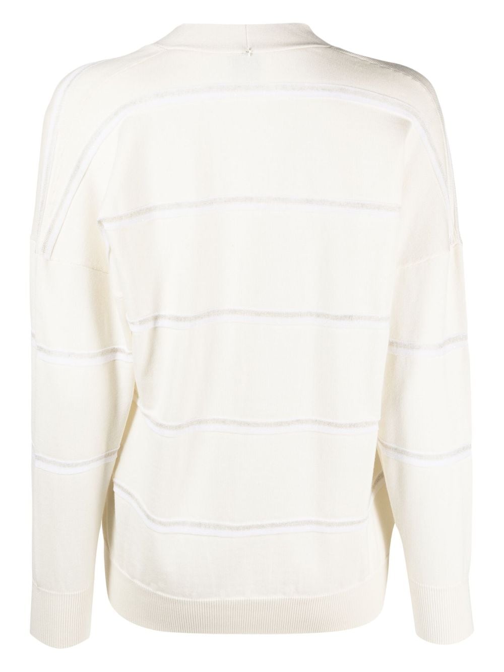 Shop Lorena Antoniazzi Striped Knitted Cardigan In Neutrals