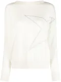 Lorena Antoniazzi star-appliqué boat-neck jumper - White