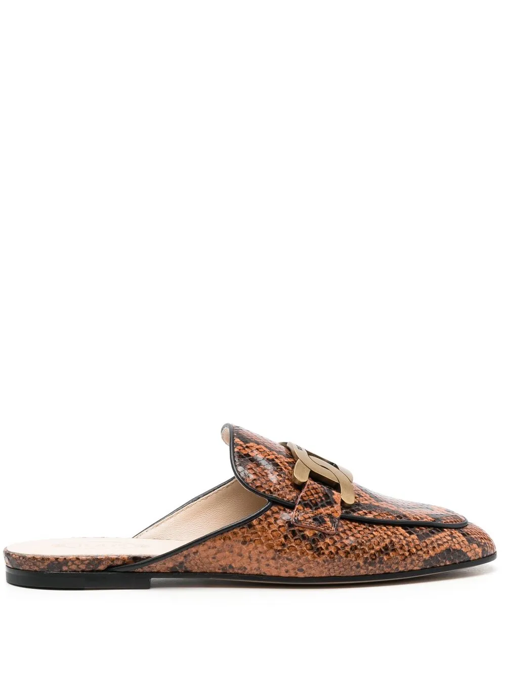 Tod's Kate snake-print leather mules - Orange