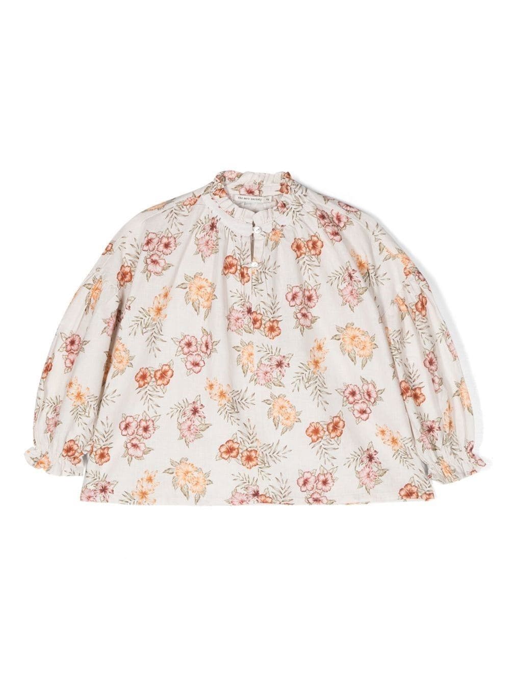 Shop The New Society Floral-print Blouse In Neutrals