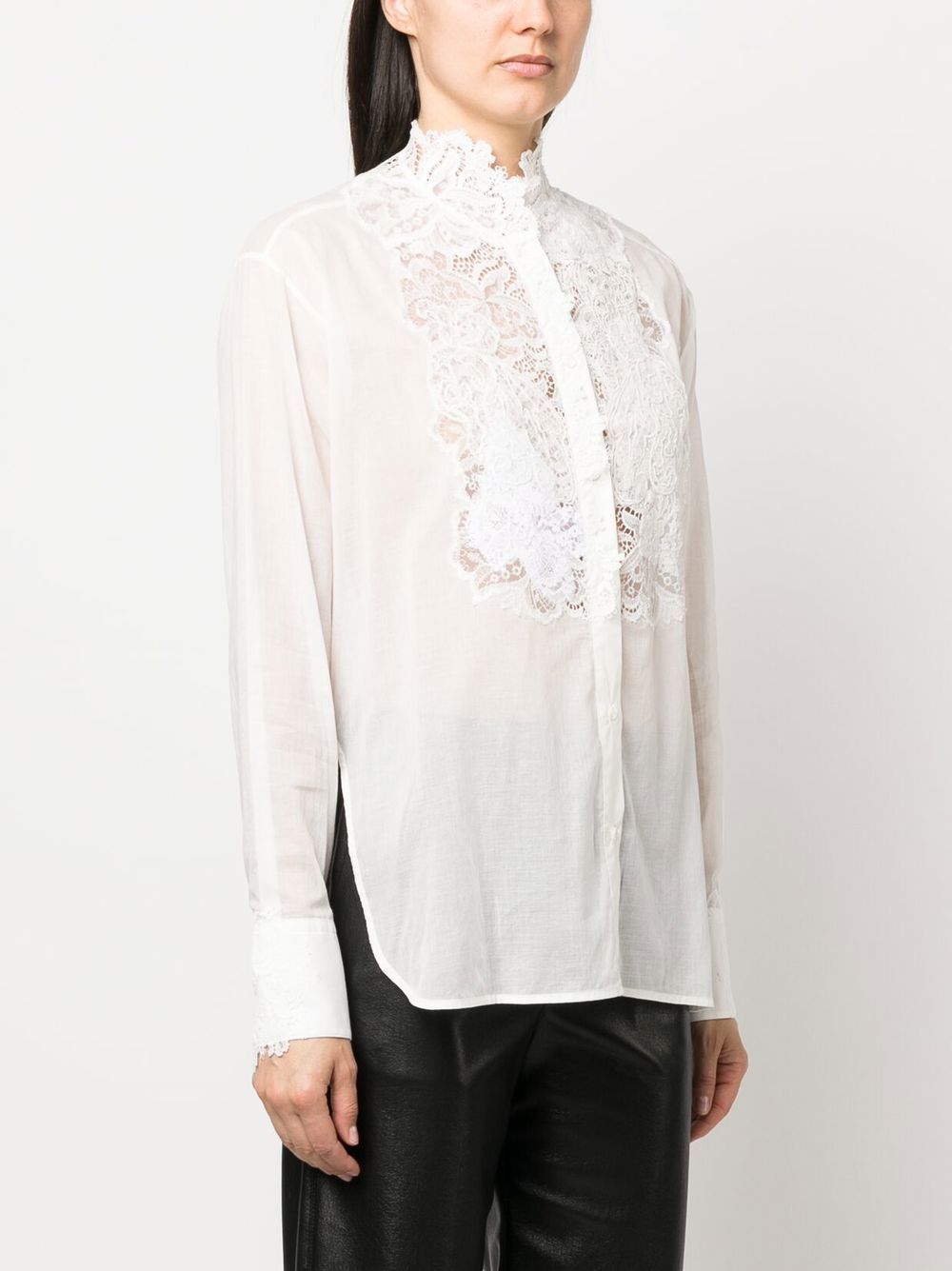 Shop Ermanno Scervino Corded-lace Long-sleeve Shirt In Weiss