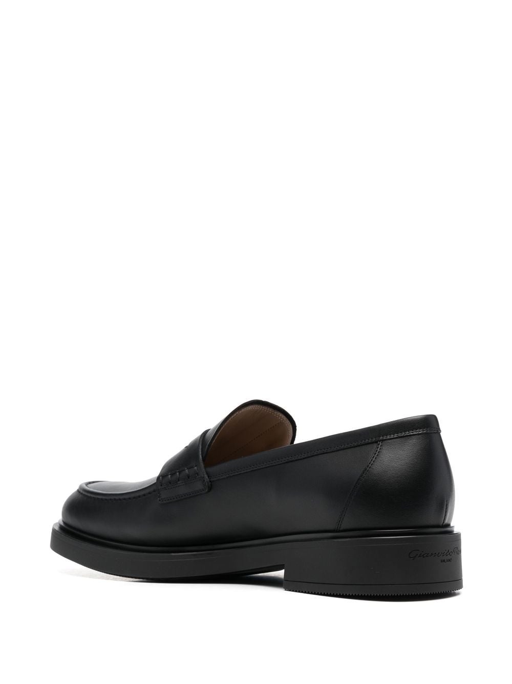 Shop Gianvito Rossi Leather Penny Loafers In Black