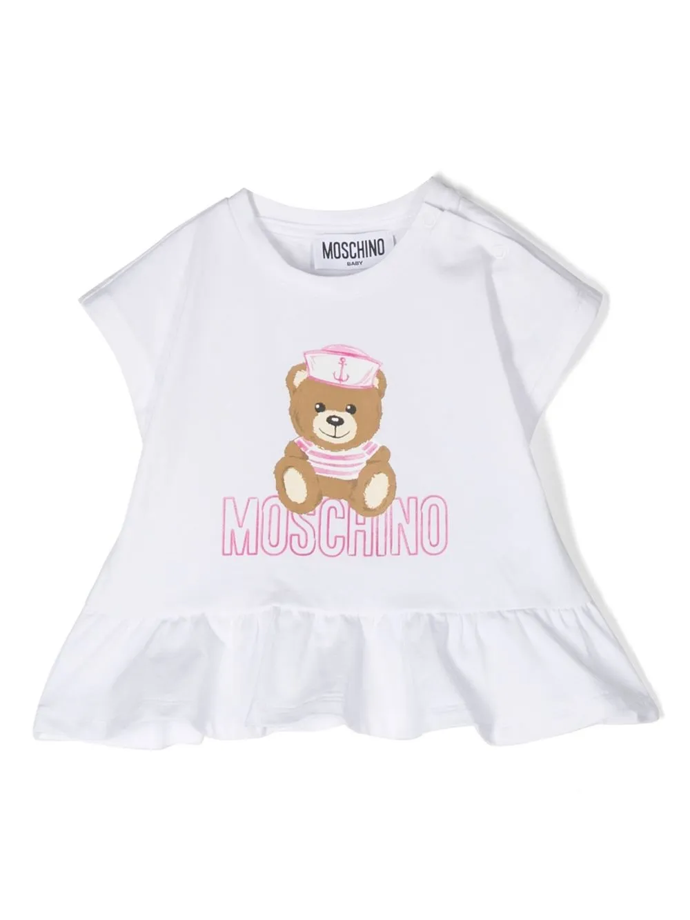 

Moschino Kids Teddy Bear ruffled tunic top - White