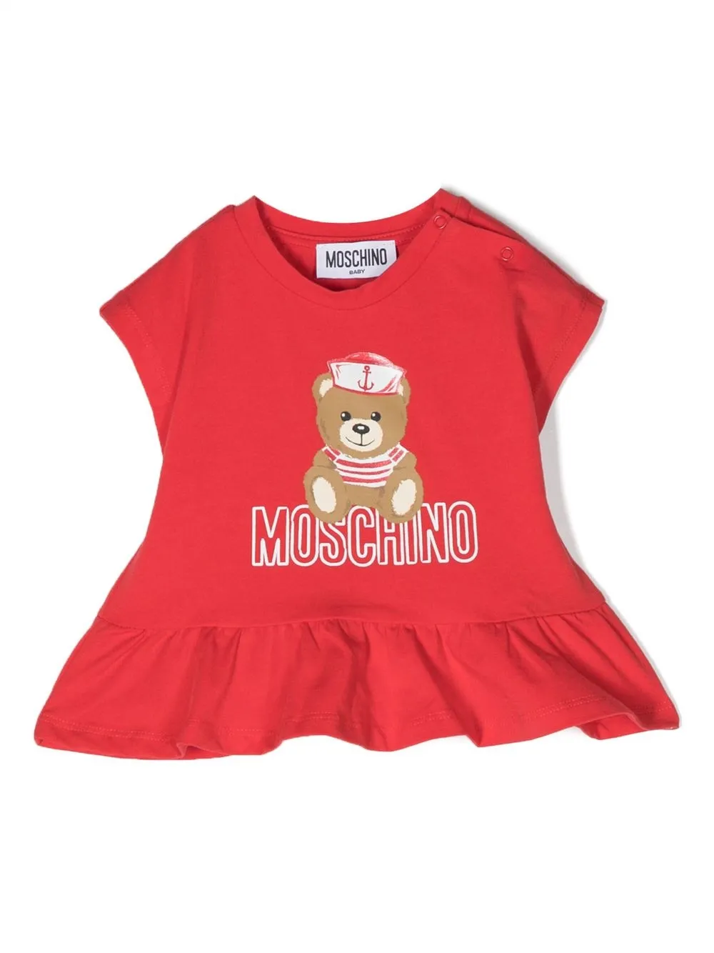 

Moschino Kids Teddy Bear ruffled tunic top - Red