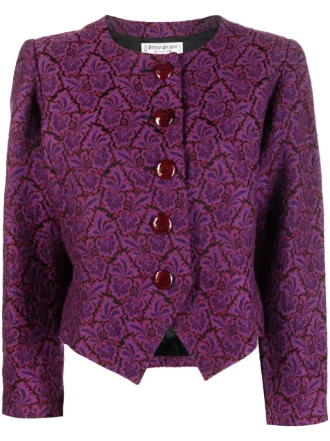 Saint Laurent Pre-Owned chamarra en jacquard sin cuello