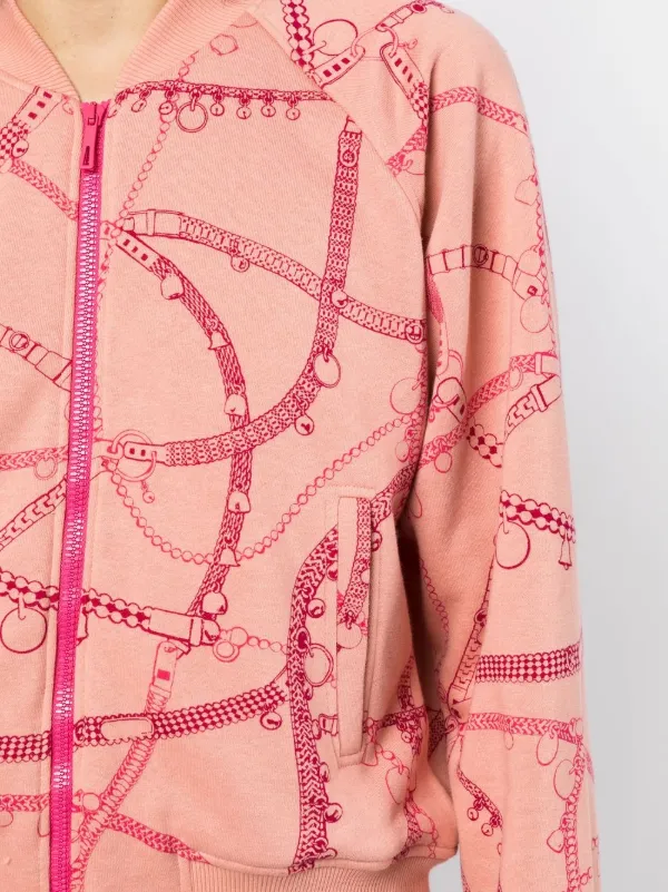Hermès Pre-Owned bridle-strap Print zip-up Jacket | Pink
