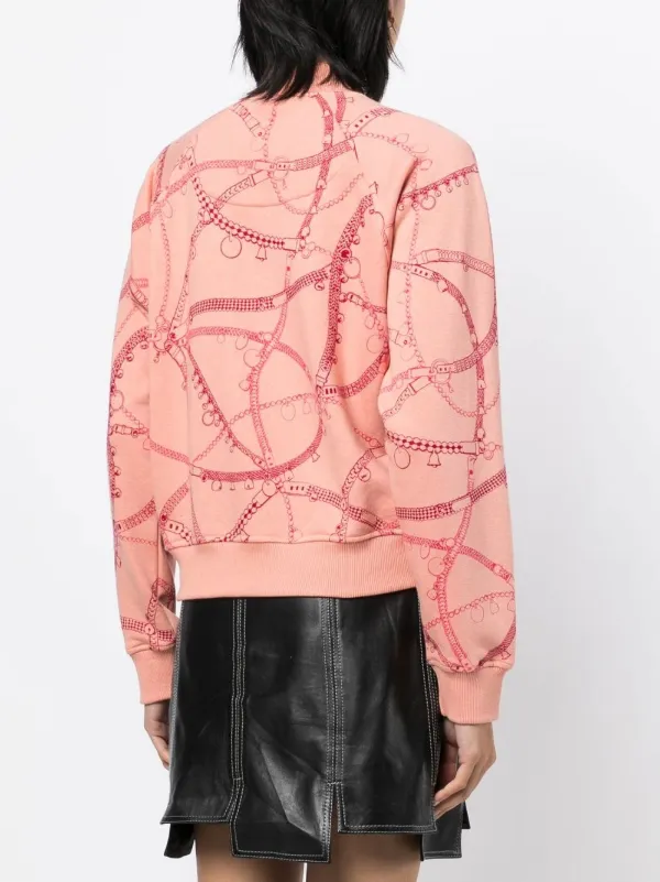 Hermès Pre-Owned bridle-strap Print zip-up Jacket | Pink | FARFETCH