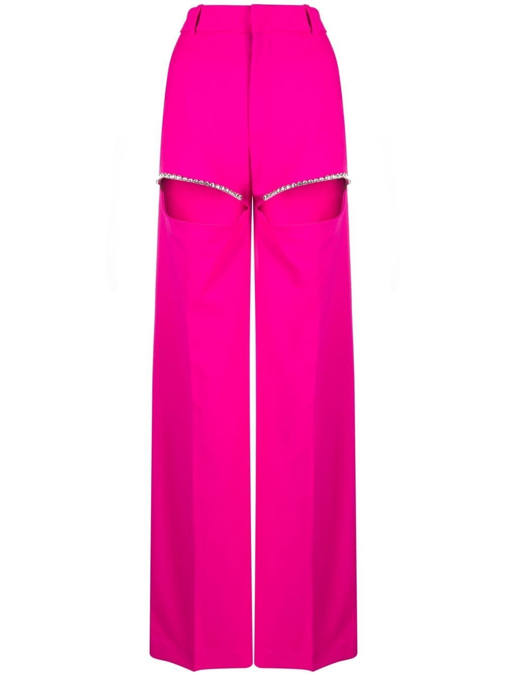 AREA CRYSTAL-EMBELLISHED CUT-OUT WOOL TROUSERS