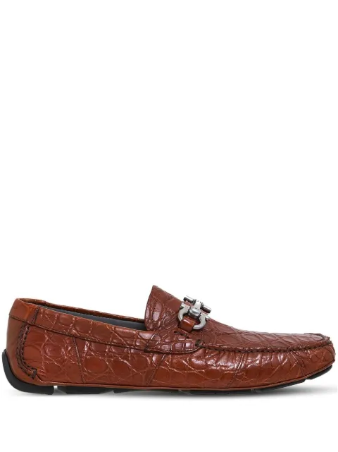 Ferragamo Gancini-buckle leather driving shoes