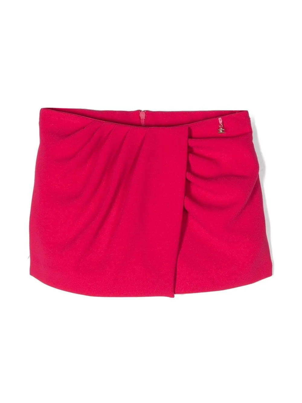 Elisabetta Franchi La Mia Bambina Kids' Logo-pendant Draped Skort In Fucsia