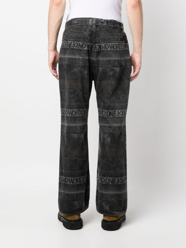 Sacai logo-pattern Denim Jeans - Farfetch